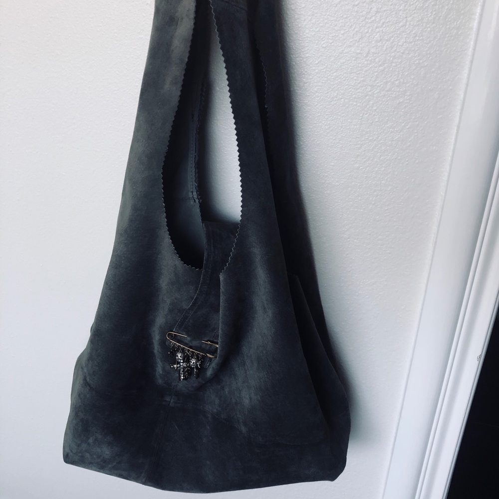 Hand made suede hobo bag